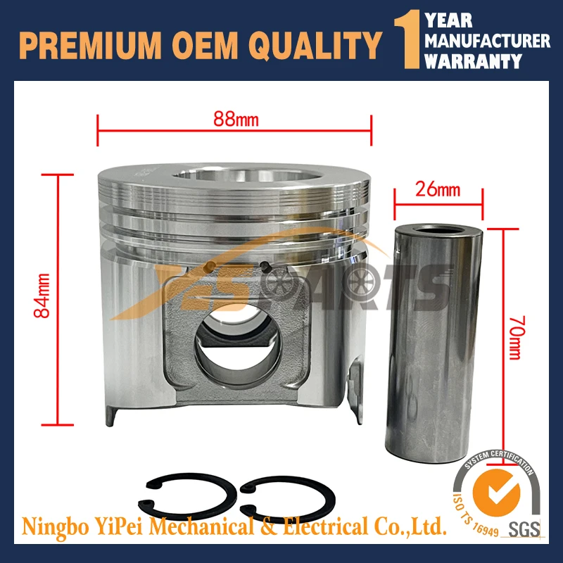 4 поршня и кольцо для двигателя Yanmar 4TNE88 129001- 22081