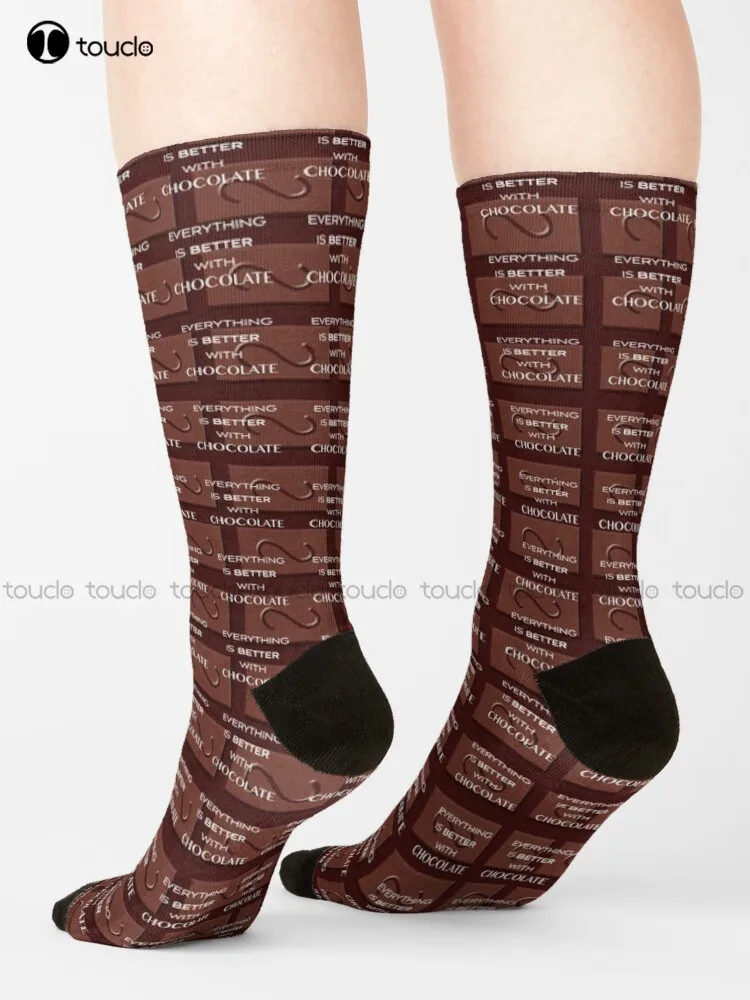 

Everything Is Better With Chocolate On Chocolate Bar Socks Black Baseball Socks Unisex Adult Teen Youth Socks Christmas Gift Art