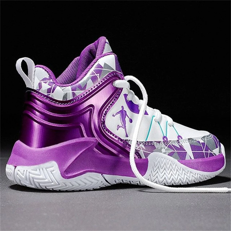 Sky Blue High Quality Kids Basketball Shoes Leather Boys Sneakers Thick Sole Non-Slip Children Jordans Trainer Sport Shoes