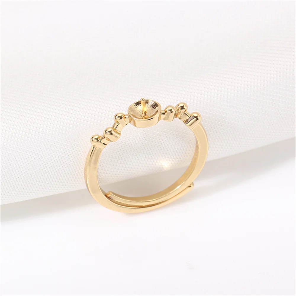 

14k gold plated color preserving pearl ring opening adjustable DIY accessories