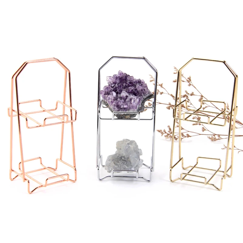 

1pcs Double-layer metal frame metal display rack Crystal mineral display shelf