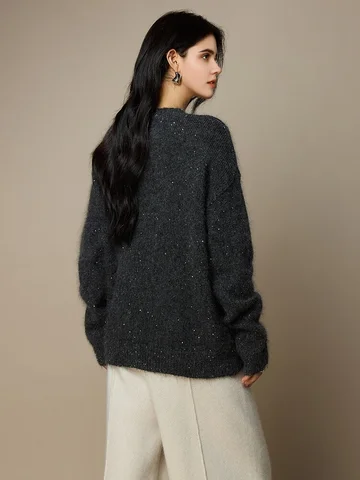 SuyaDream женские мохеревые пуловеры  темно-серые