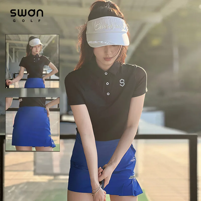 T-shirts Ice Silk Short-sleeved Tops Ladies Hip Wrap Golf Skirt Slim Leisure Skorts Sets