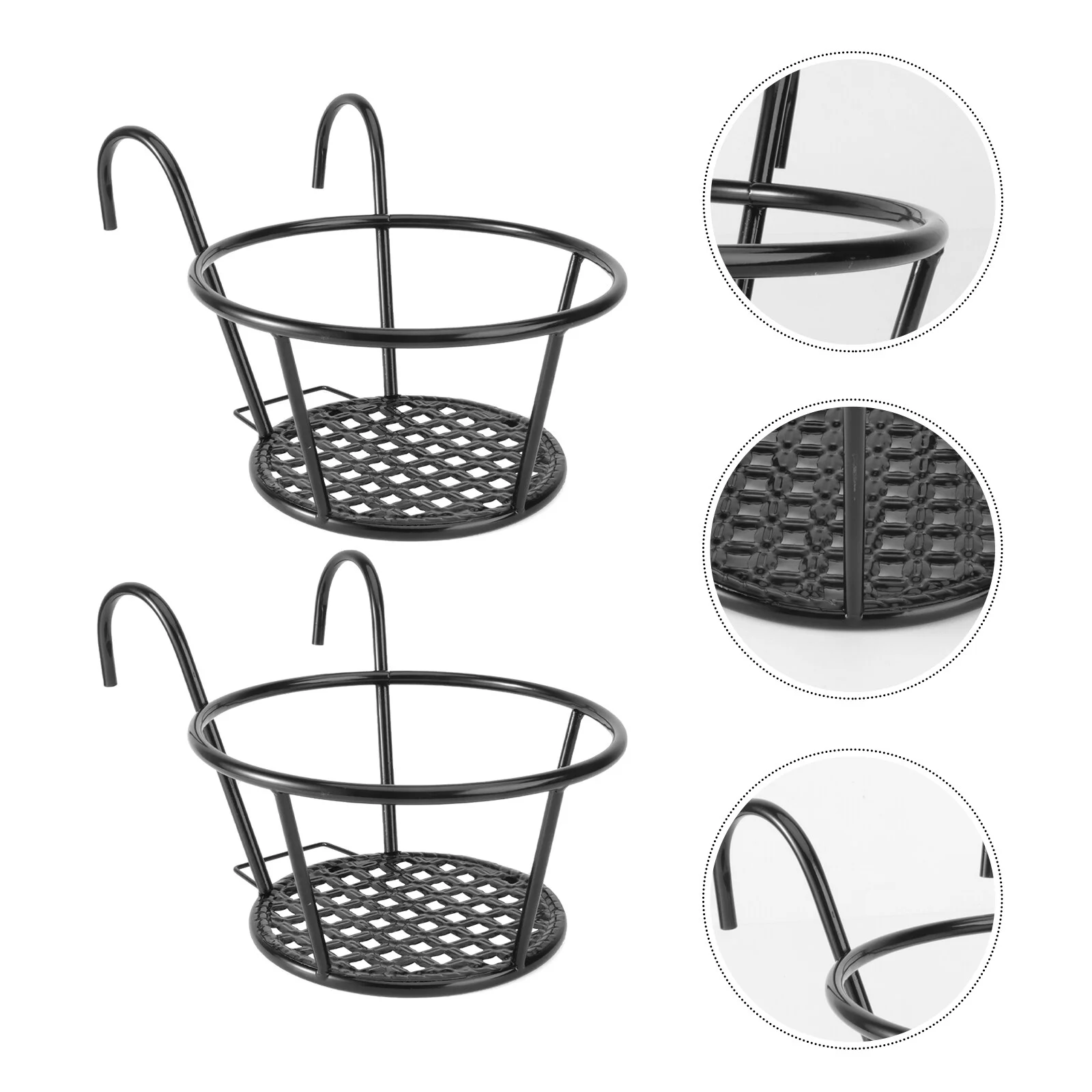 

2 Hanging Railing Planter Hanging Flower Pot Holder Balcony Baskets Plants Stand for Indoor Outdoor