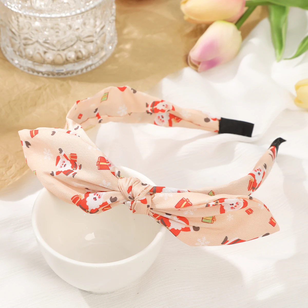 Модная повязка на голову с принтом Санта Клауса мягкая широкая аксессуары для