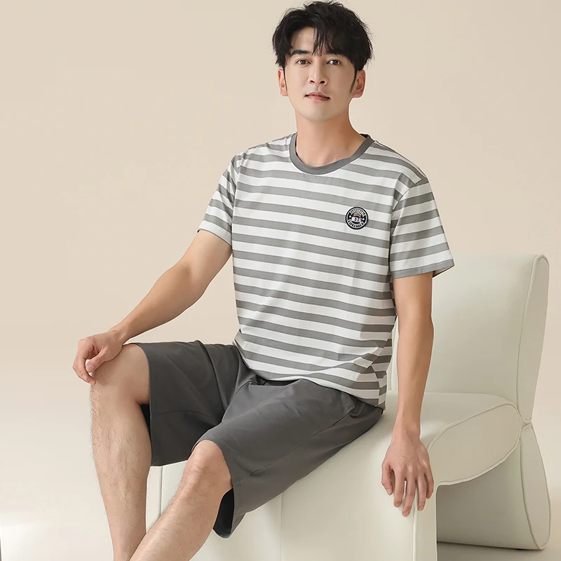 [Класс антибактериальной лайкры против клещей] Мужские пижамы с тремя