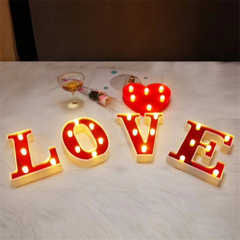 

LED Love Letter Lights Heart Letter Symbol Sign Night Light for Christmas Valentine's Day Wedding Party Desk Home Decoration