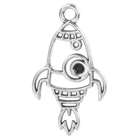25pcslot silver alloy mini rocket ship charms spacecraft plane pendants diy crafts making handmade jewelry material wholesale