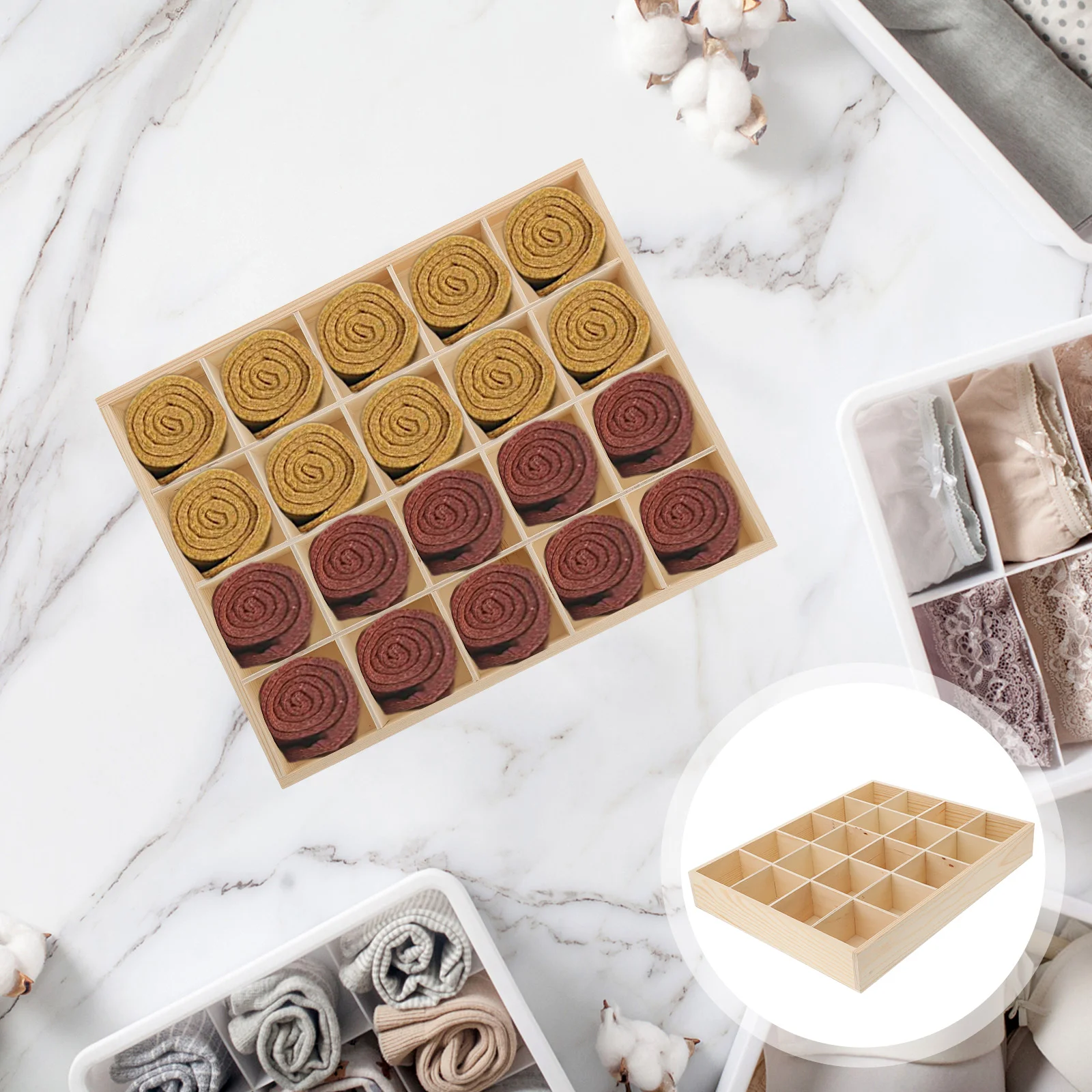 

Photo Storage Boxes Wooden Desktop Organizer Drawer Box 20 Compartments Solution Storage Cabinet For Office Supplies,