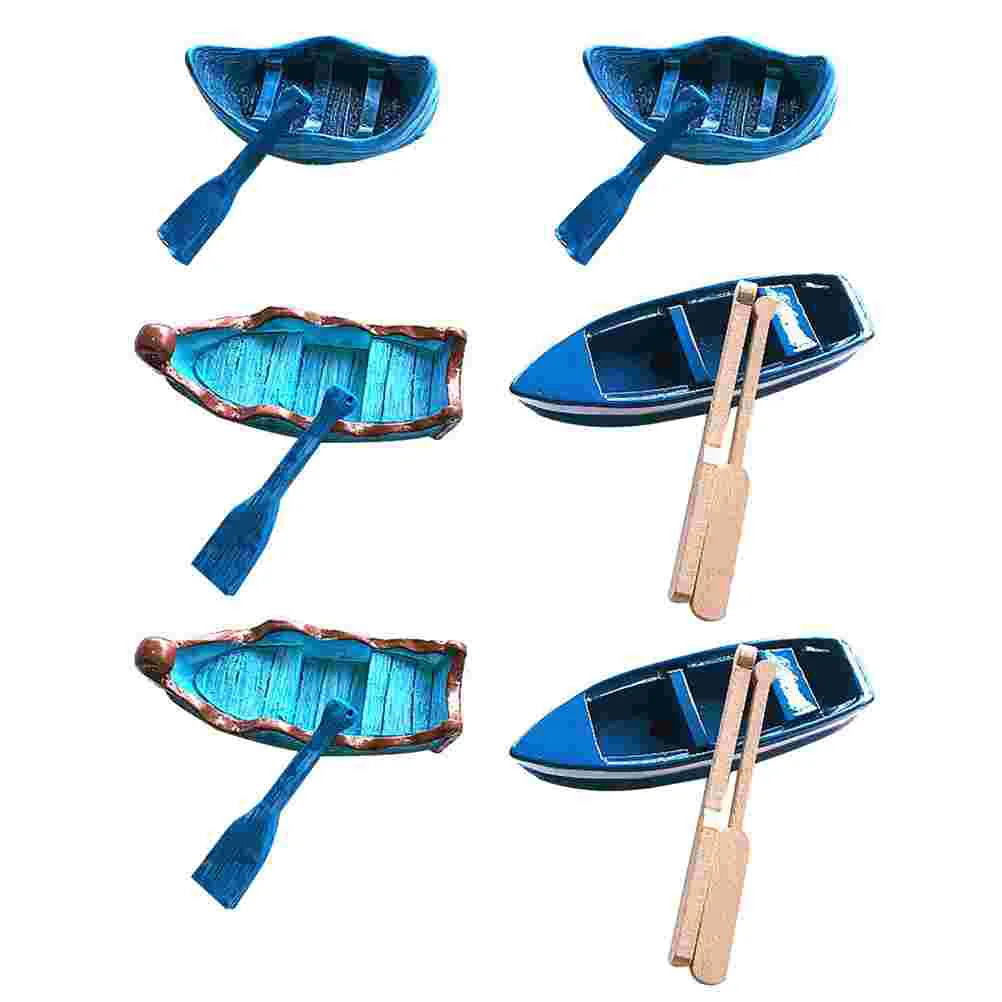 

6 Sets Micro Landscape Resin Boat Ornament Resin Boat Model Bonsai Decoration