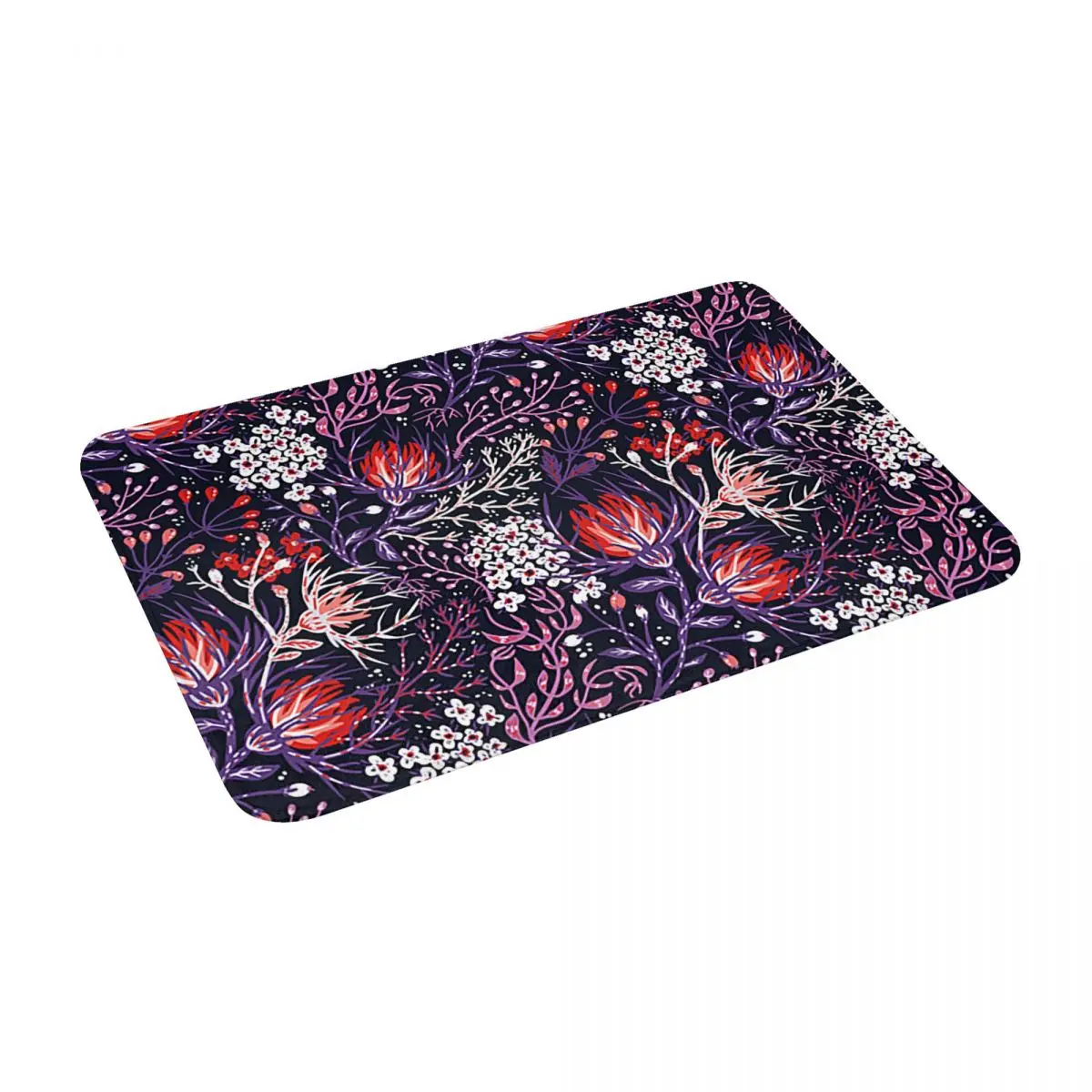 

Cartoon Purple Flower 24" X 16" Non Slip Absorbent Memory Foam Bath Mat for Home Decor/Kitchen/Entry/Indoor/Outdoor/Living Room