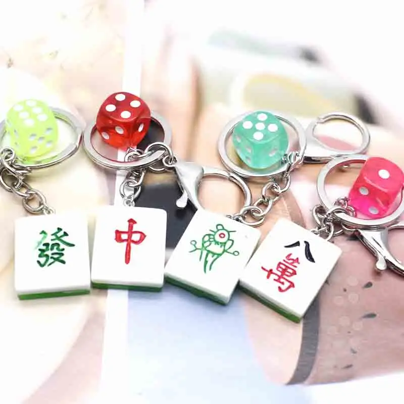 

Genuine Mahjong Dice Popcorn Ice Cream Lollipop Creative Cartoon Keychain For Keyring Bag Car Key Chain Ring Pendant Gifts