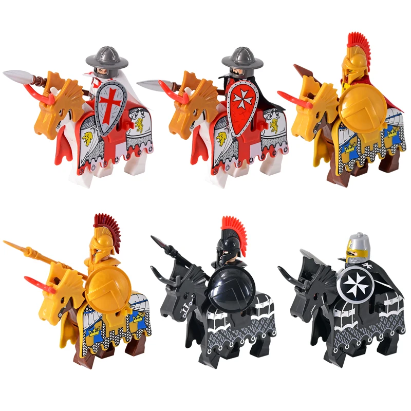 Medieval Military Castle Knights Figures Set Rome Warrior Armored Soldiers War Horse Army Weapons Shield Sword Helmet Bricks Toy (art.: 3920bd698f526) - 3920bd698f526