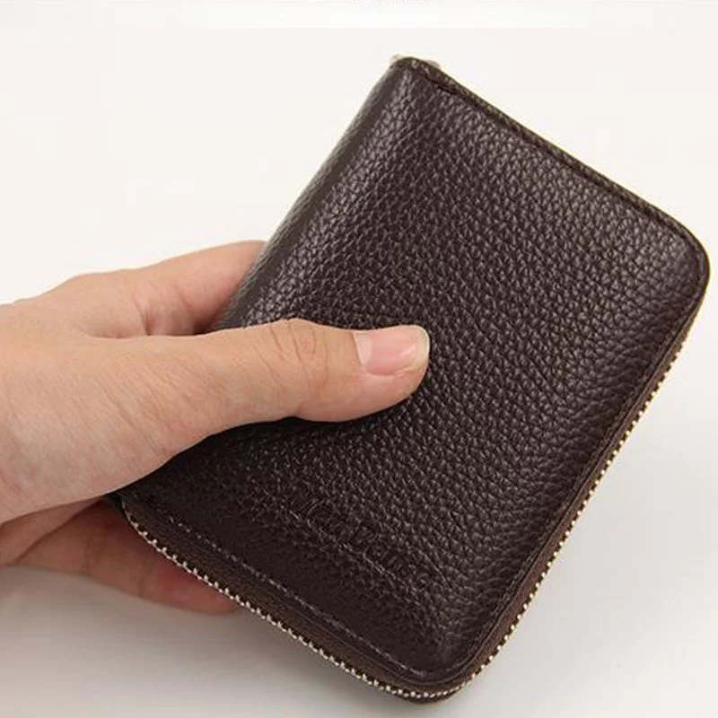 

Genuine PU Leather Mens Wallet Credit Card Holder Blocking Zipper Pocket Men Bag Multicard Fashion Black Zipper Walet