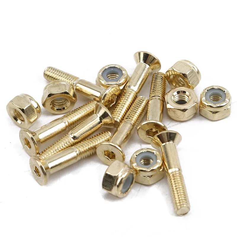 

Skateboard Hardware Screws 8pcs/set Metal Nail Bolt Screw Kit Set Black And Gold Skateboarding Replacment Accesories