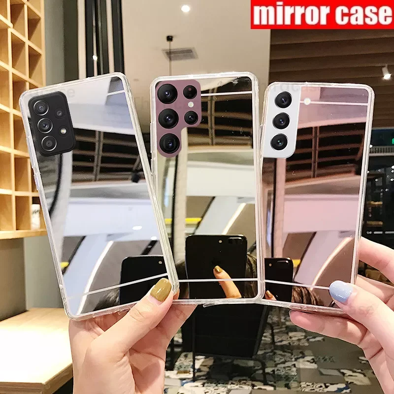 

A52s A53 A22 A32 A13 A12 A03S A02S Fundas Soft Silicone Cover for Samsung Galaxy S22 Ultra S20 S21 FE S9 S10 Plus Mirror Case