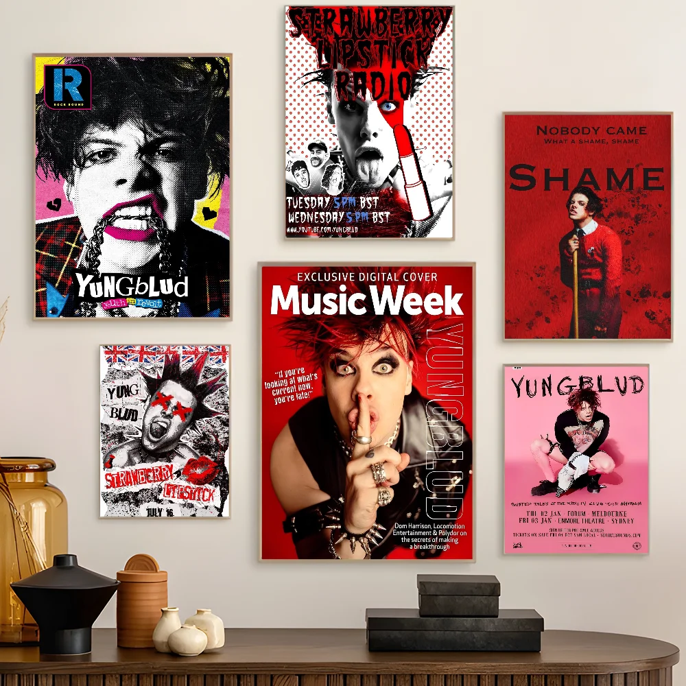 Y-Yungblud горячая певица винтажные постеры липкие белые бумажные принты плакаты