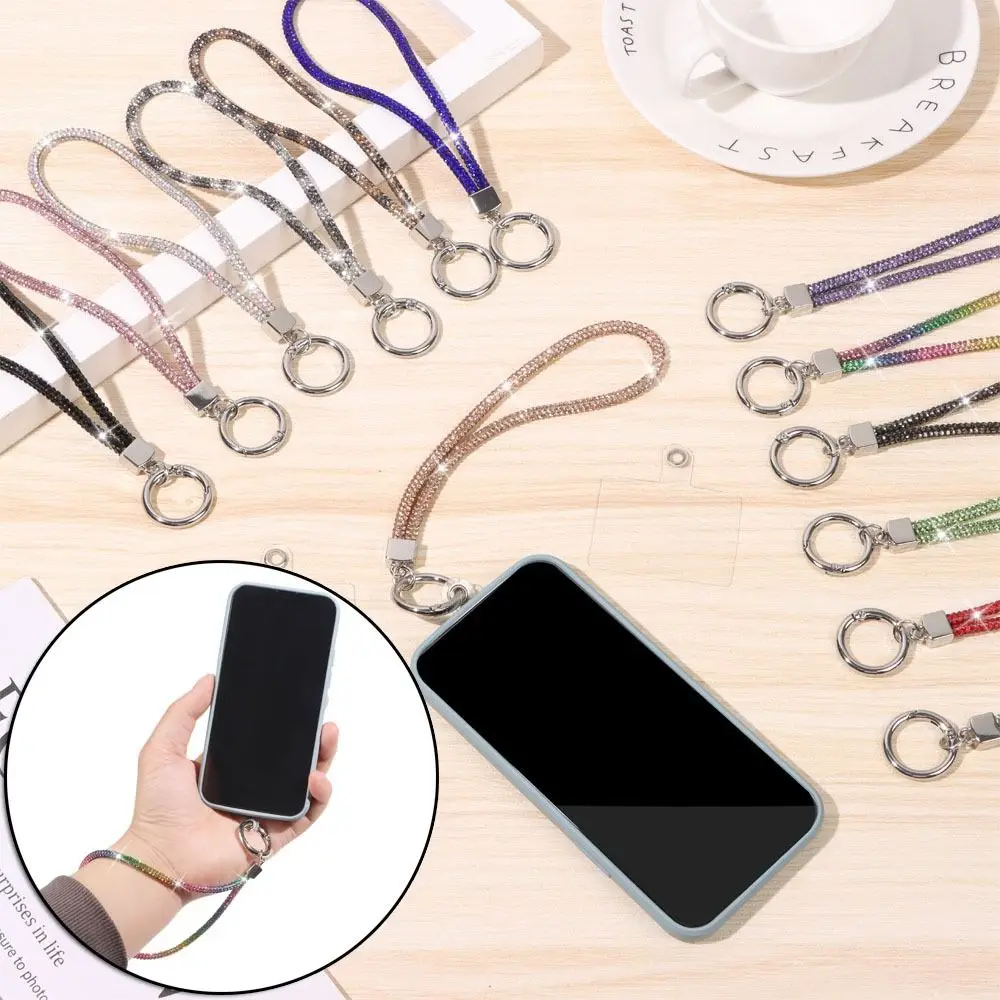 

Luxury Bling Bling Bright Keychain Rhinestone Phone Lanyard Diamond Crystal Anti-lost Rope Wrist Straps Hanging Cord
