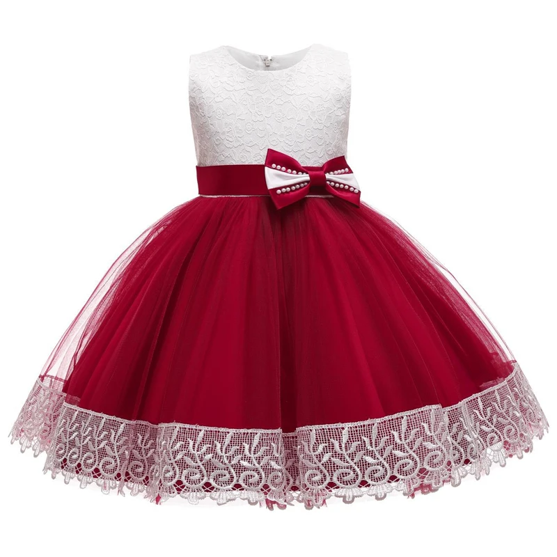 Dress For New Year 2022 Big Bow Lace Princess Dress Birthday Evening Party Infant Dress for Girl Gala Kid Clothes 5 8 10 Year