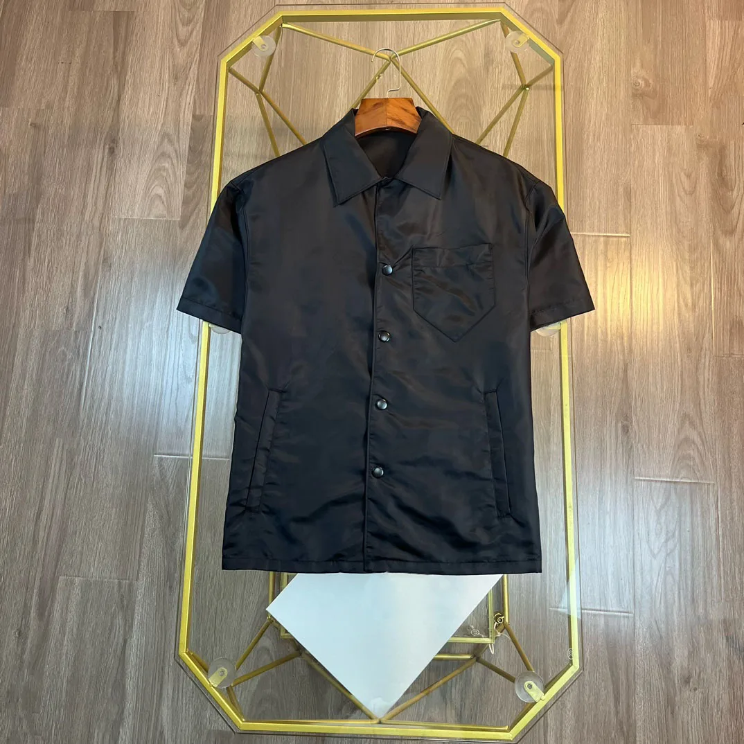 

2023 Summer New Men's Short Sleeve Shirt High Quality Metal Nylon Fabric Casual Shirt Coat For Men
