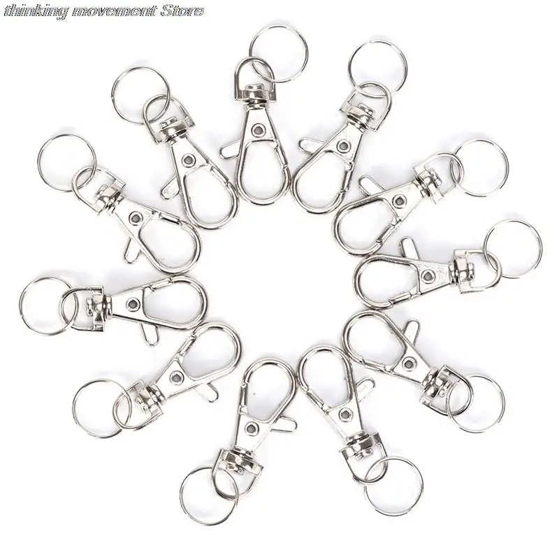 

10 pcs / Metal Carabiner Clip Swivel Trigger Dog Buckle Keychain Keyhooks Retaining Ring DIY Craft Carbine