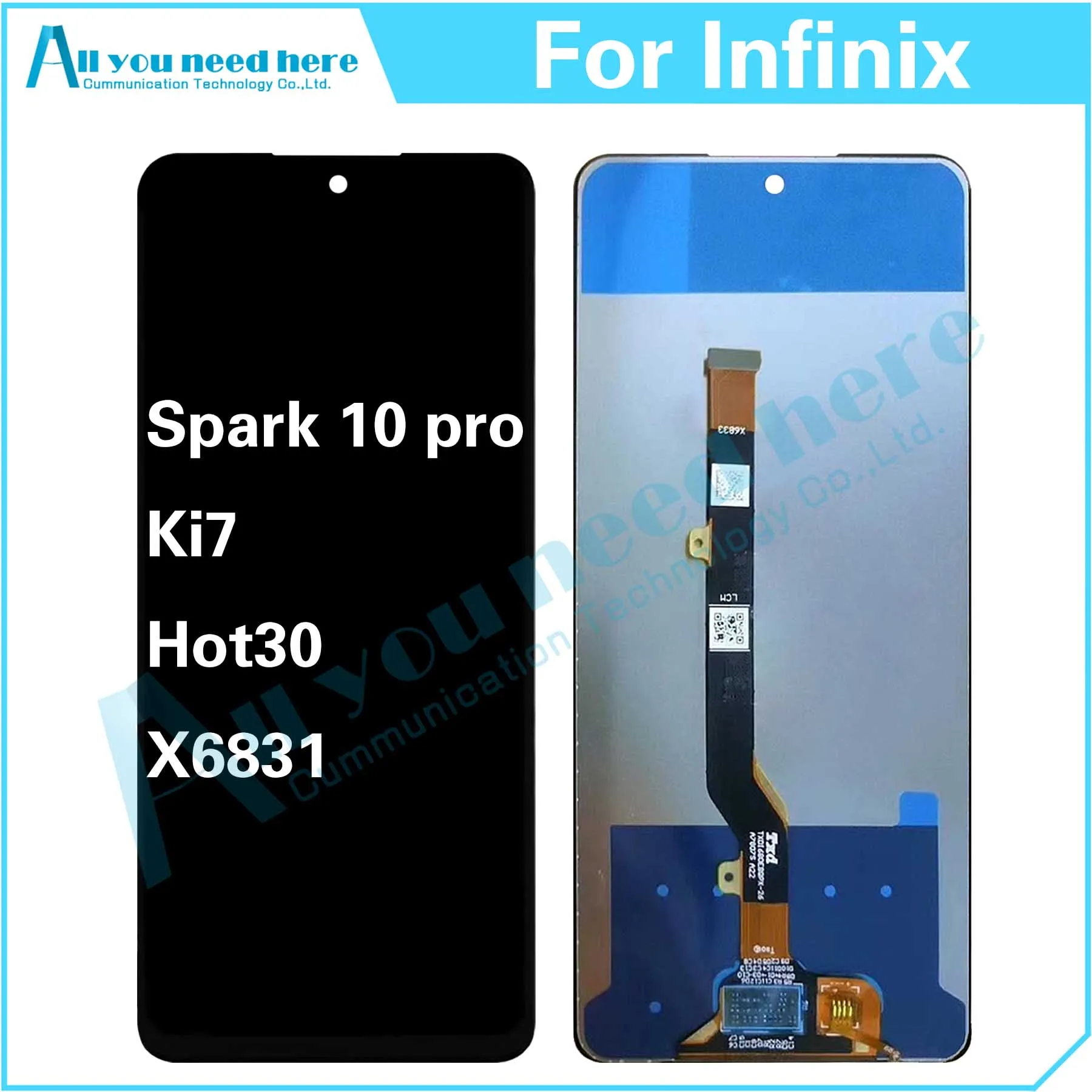 100% тест для Infinix Hot 30 X6831/Tecno Spark 10 Pro KI7 ЖК-дисплей дигитайзер сенсорного экрана в