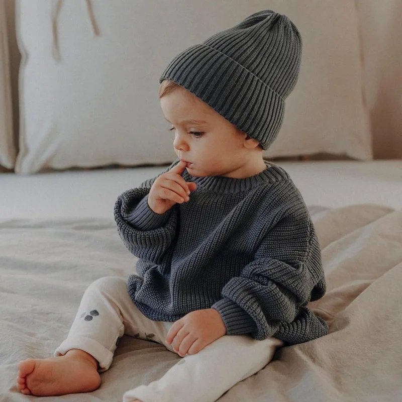 

Baby Girls Boys Autumn Winter Sweater Sweet Pullover Long Sleeve Solid Color Loose Knitting Children Tops Fashion Kids Clothes