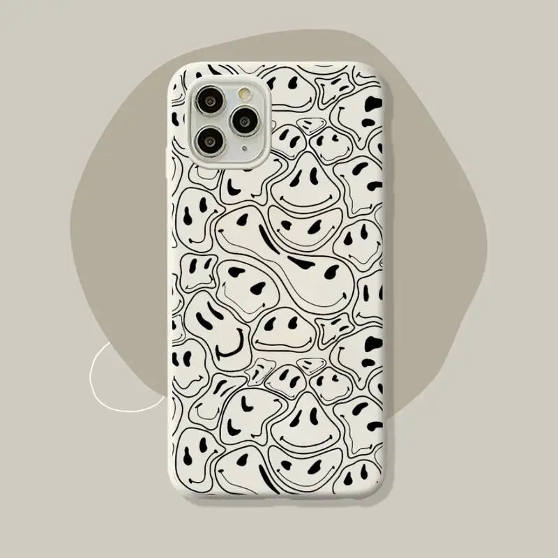 

Cute funny trippy smiley face Phone Case for iPhone 11 12 13 Mini Pro Xs Max 8 7 6 6S Plus X XR Solid Candy Color Case
