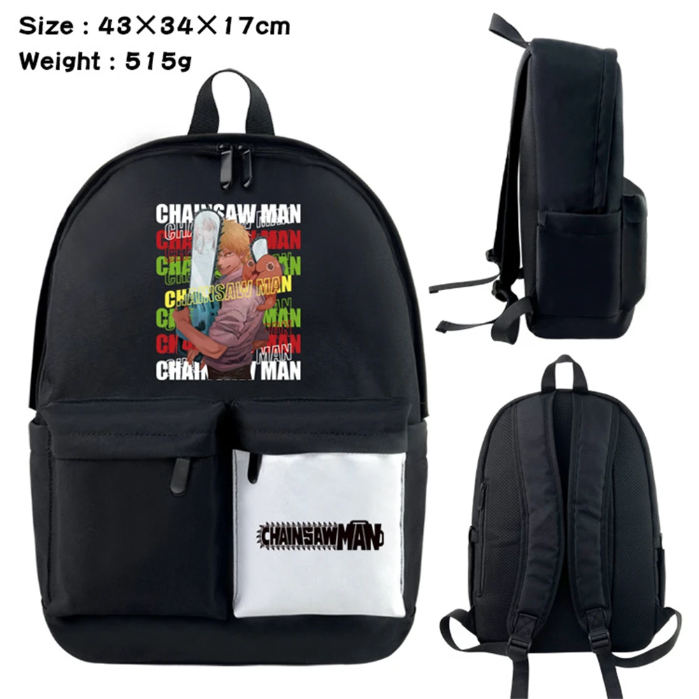 

Anime Chainsaw Man Nylon Backpack Leisure Cartoon Knapsack Teenager Travel Laptop Bag Zipper Unisex Bookbag Student Schoolbag