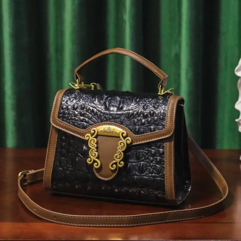 

Luxury Women's Handbag 2023 New Versatile Fashion Shoulder Bag Retro Brand Design Crocodile Leather Cross Body Bag Wallet