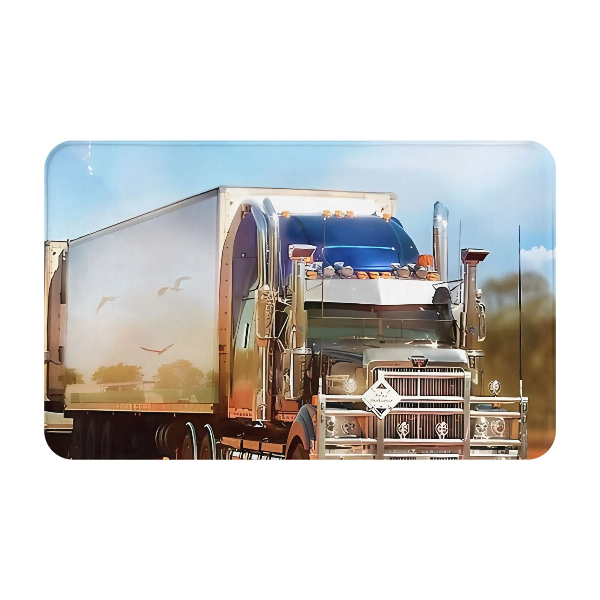 Коврик для спальни с рождественскими украшениями в виде грузовика Kenworth с тремя прицепами, придверный коврик Kenworth, кухонный ковер, коврик для балкона, украшение для дома (art.: 3920da669da14) - 3920da669da14