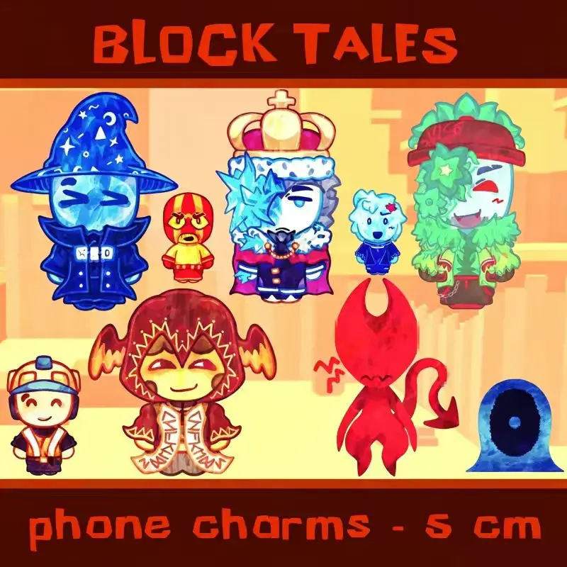 Фото Подвеска для телефона RBL Block Tales из эпоксидной смолы - милые персонажи: Волшебник, Король и Красный Рыцарь - аксессуар для сумки с игровыми персонажами для мобильного телефона №1