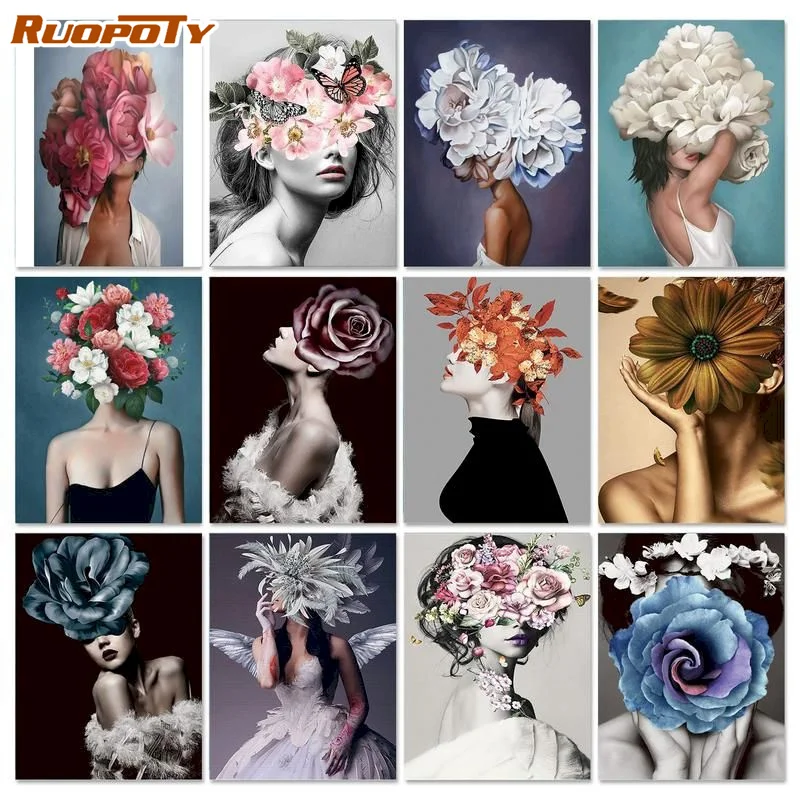 

RUOPOTY Paint By Numbers For Adults Women Picture Drawing Canvas Art Frame DIY Painting By Numbers Figure For Home Decor