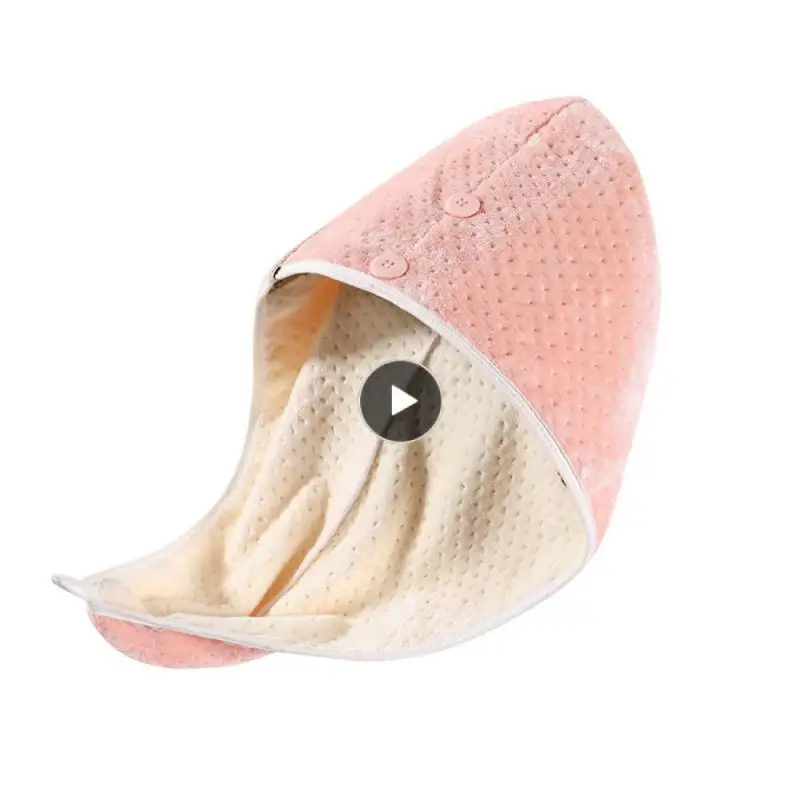 

Coral Fleece Dry Hair Towel Soft Water Absorption Shower Cap Hair Cap Macaron Thickening Turban Ms. Double-layer Hair Hat