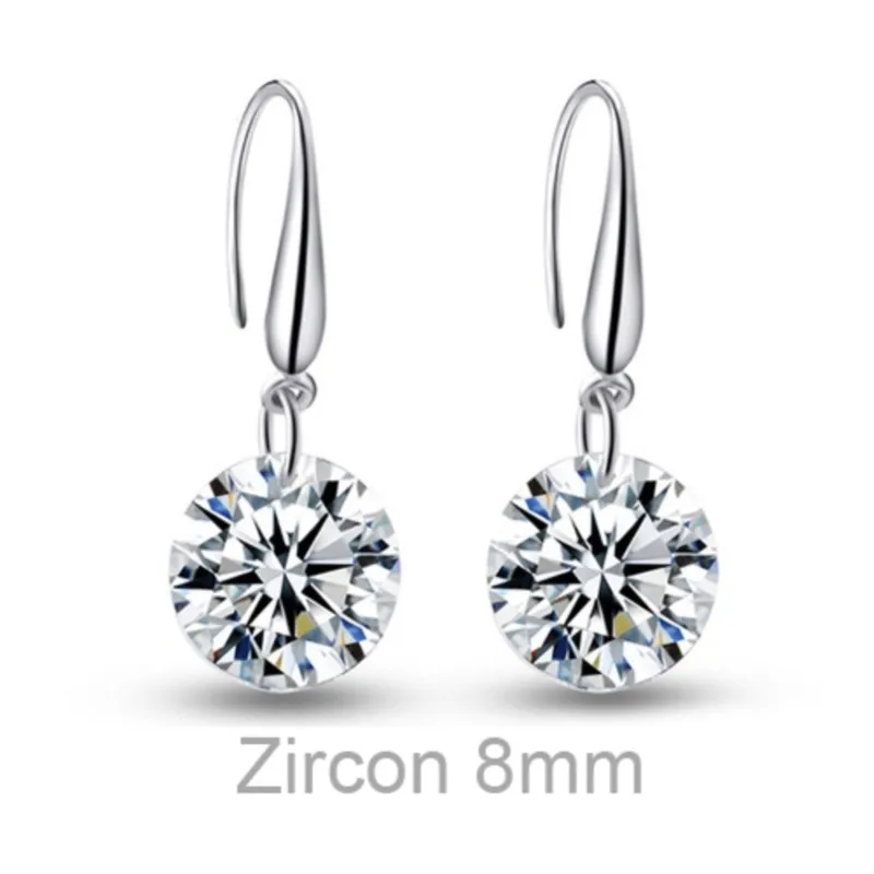 Серьги AAAA + с натуральным цирконом, большой кулон 8 мм, сверкающие модные ювелирные изделия, качественные Подарки для невесты, для женщин