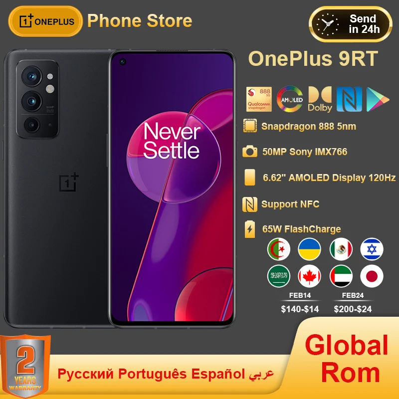 

Global Rom OnePlus 9RT 5G Mobile Phone Snapdagon 888 6.62" AMOLED 120Hz AMOLED 65 Warp Charging 50MP Camera NFC Smartphone
