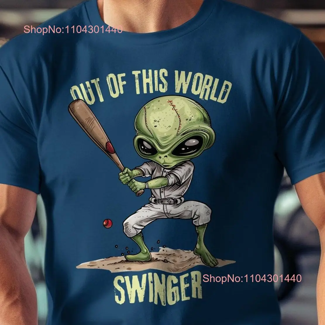 Футболка Alien Baseball Player Out of This World Swinger Уникальный внеземный спортивный свингер с