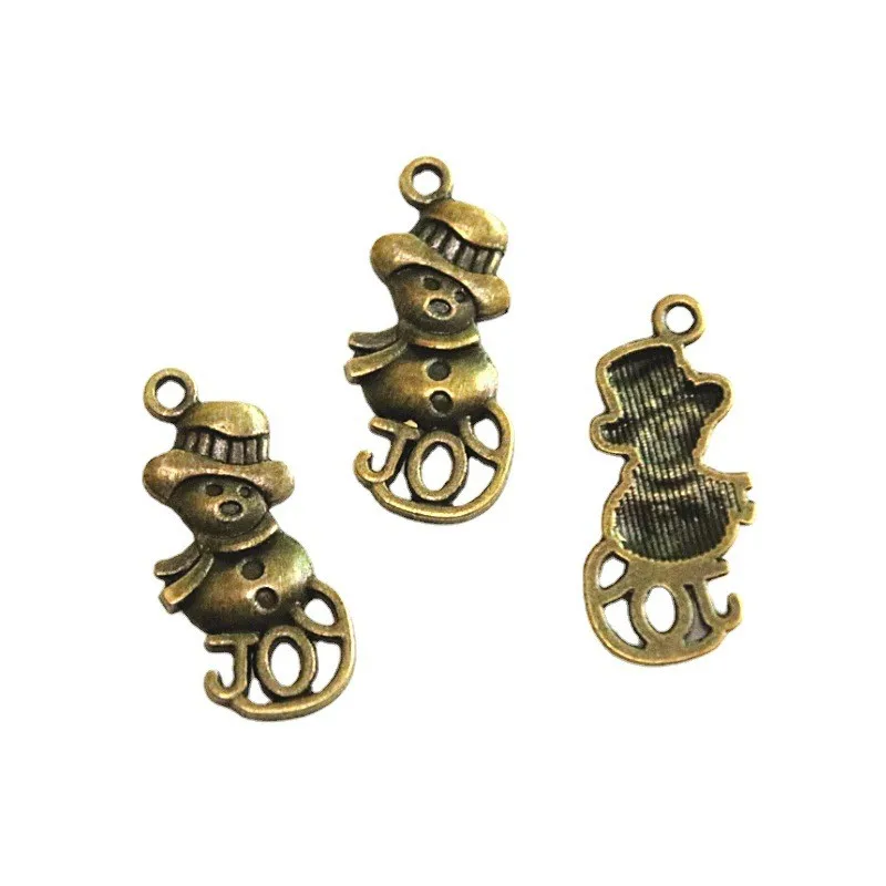 

50Pcs 27*13MM Vintage Snowman Charms Christmas Pendant For Jewelry Making Antique Bronze Plated DIY Handmade Accessories
