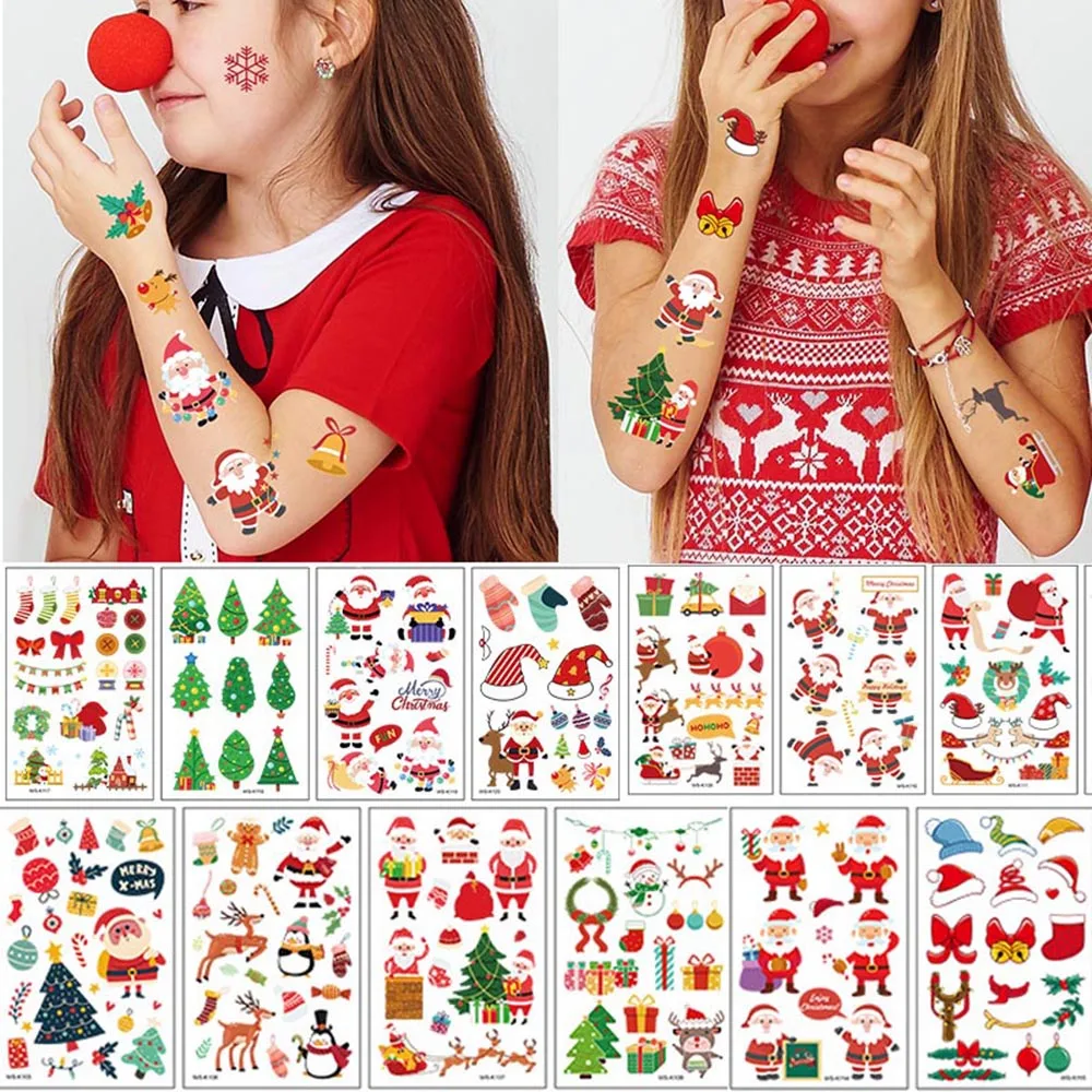 

Christmas Temporary Tattoos for Kids Stocking Stuffers and Gifts Christmas Party Decorations Supplies Favors Xmas Gift Stickers