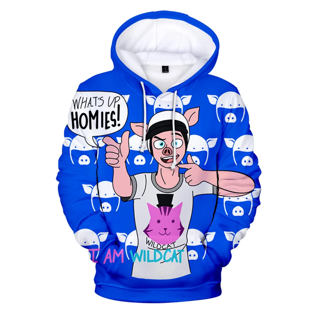 

I AM WILDCAT Толстовка с капюшоном и круглым вырезом модный трендовый стиль 3D полиэстер материал унисекс повседневные пуловеры кавайная детская...