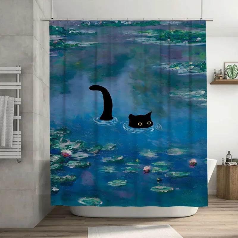

Занавеска для душа «Кот в водной пруде»