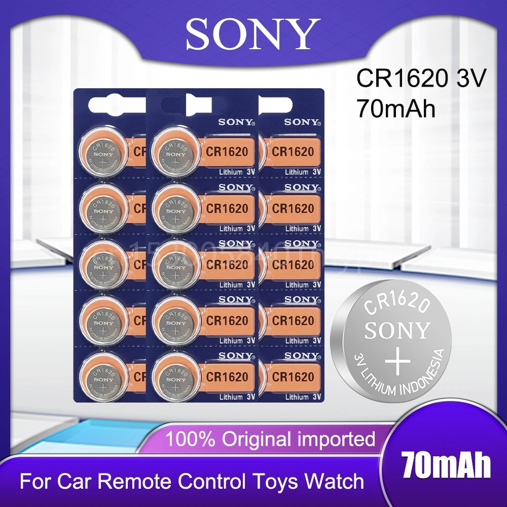 

SONY Original CR1620 DL1620 KCR1620 Button Cell Batteries for Watch 3V Lithium Battery CR 1620 ECR1620 Remote Control Calculator