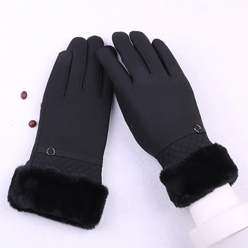 

Women Winter Gloves Warm Screen Women's Fur Gloves Full Finger Mittens Glove Driving Windproof Gants Hiver Femme Guantes