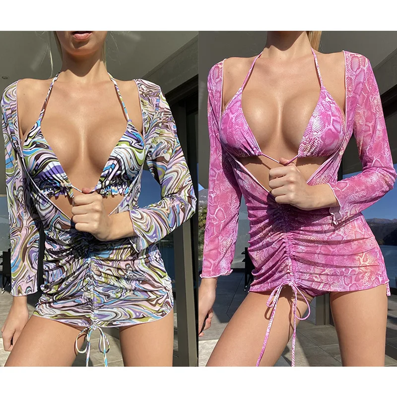 

New Three piece Bikini Swimsuit Women's Three point Sexy Print Swim