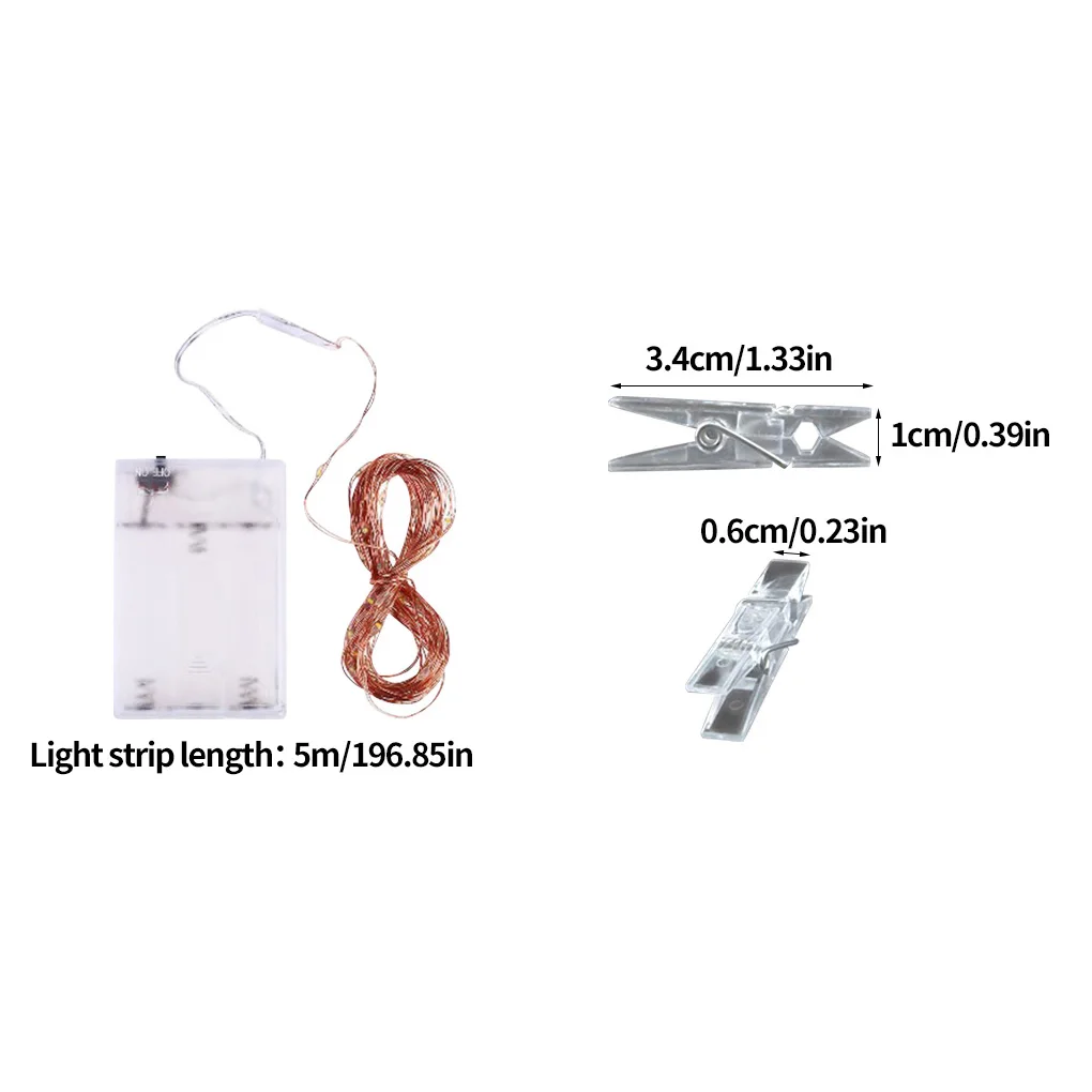 

LED Photo Clip Lamp Bright String Light Hanging Plastic decorative Light Mini String Light 5M 50 Clips