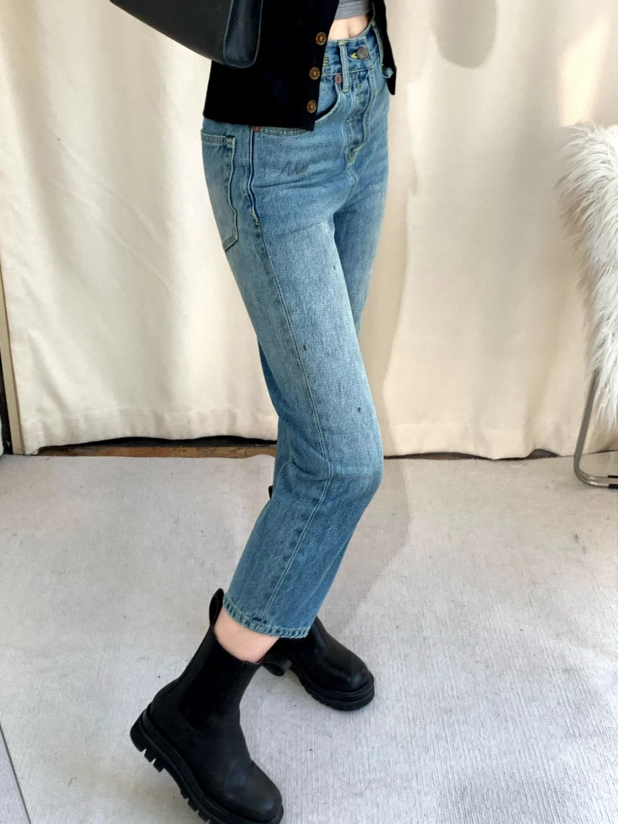 NIGO LP женские четырехсезонные винтажные повседневные однотонные джинсовые брюки