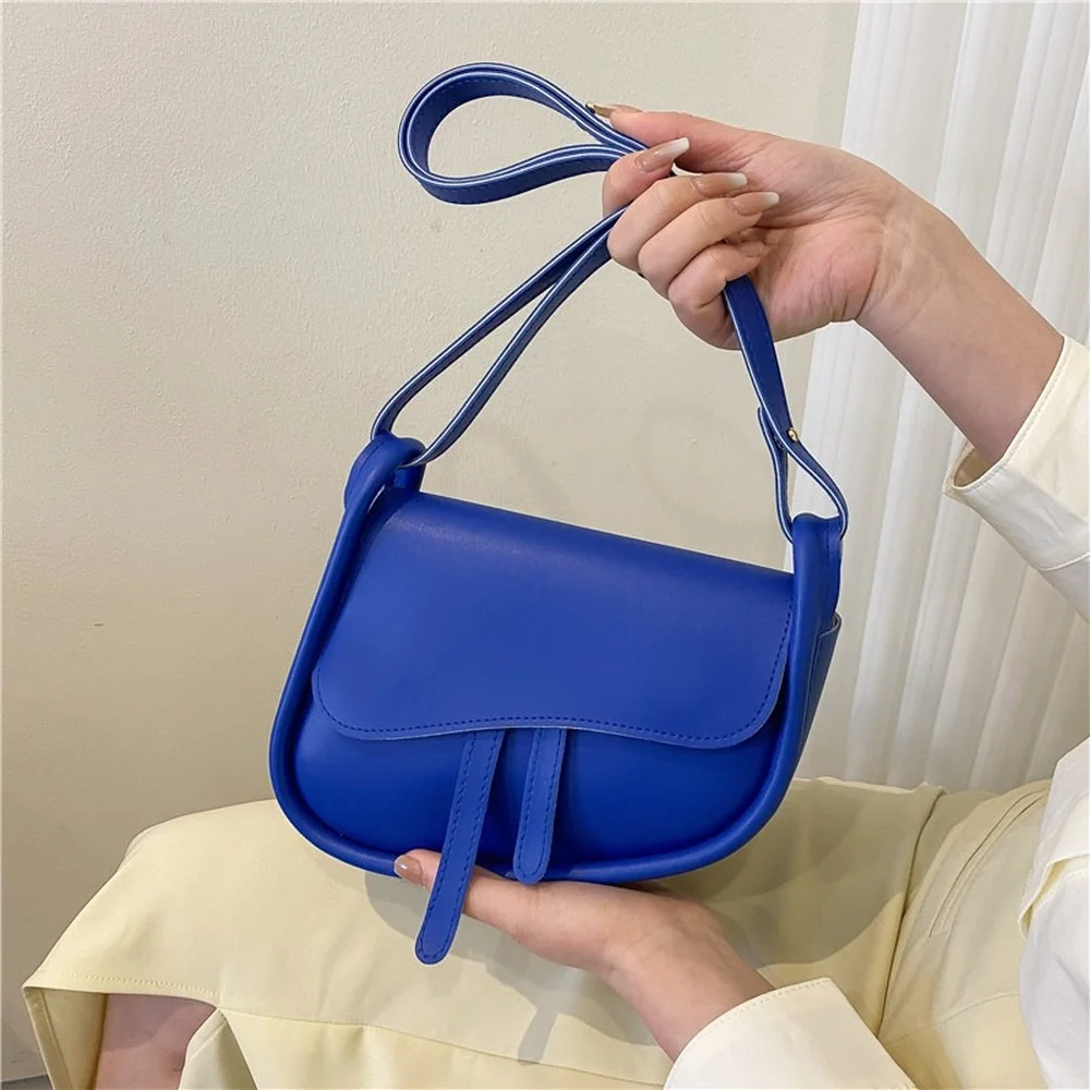 

Fashion Saddle Bag New Small Shoulder Bags for Women High Quality Solid PU Leather Crossbody Female Luxury Messenger Bag