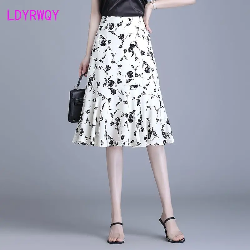 

Юбка-годе женская с цветочным принтом, саквояж на бедрах, лето 2023