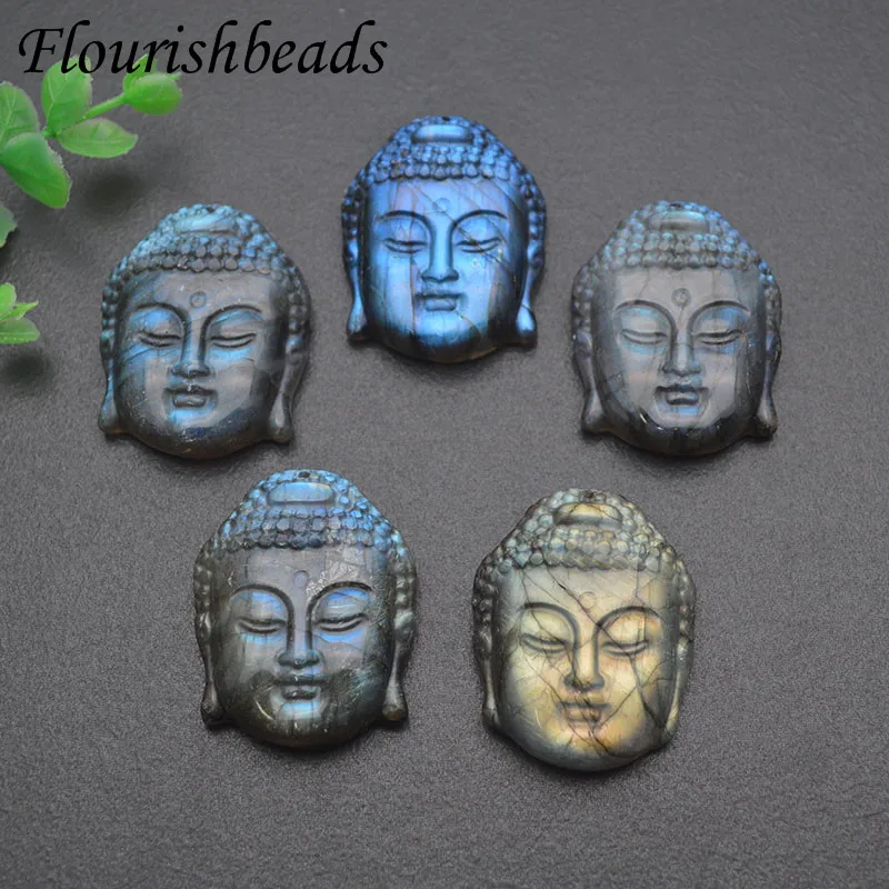 Кулон в виде головы Будды из натурального флюорита, 33 х40 мм