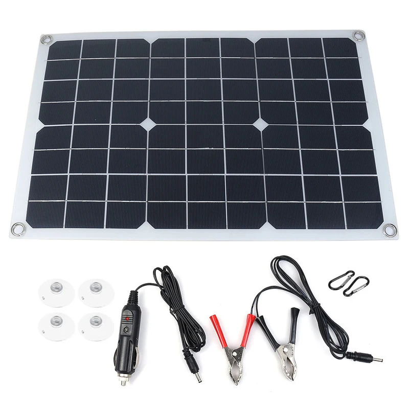 

20W 12V Portable Solar Panel Kit with 10A LCD Display Solar Charge Controller Off Grid Monocrystalline Module